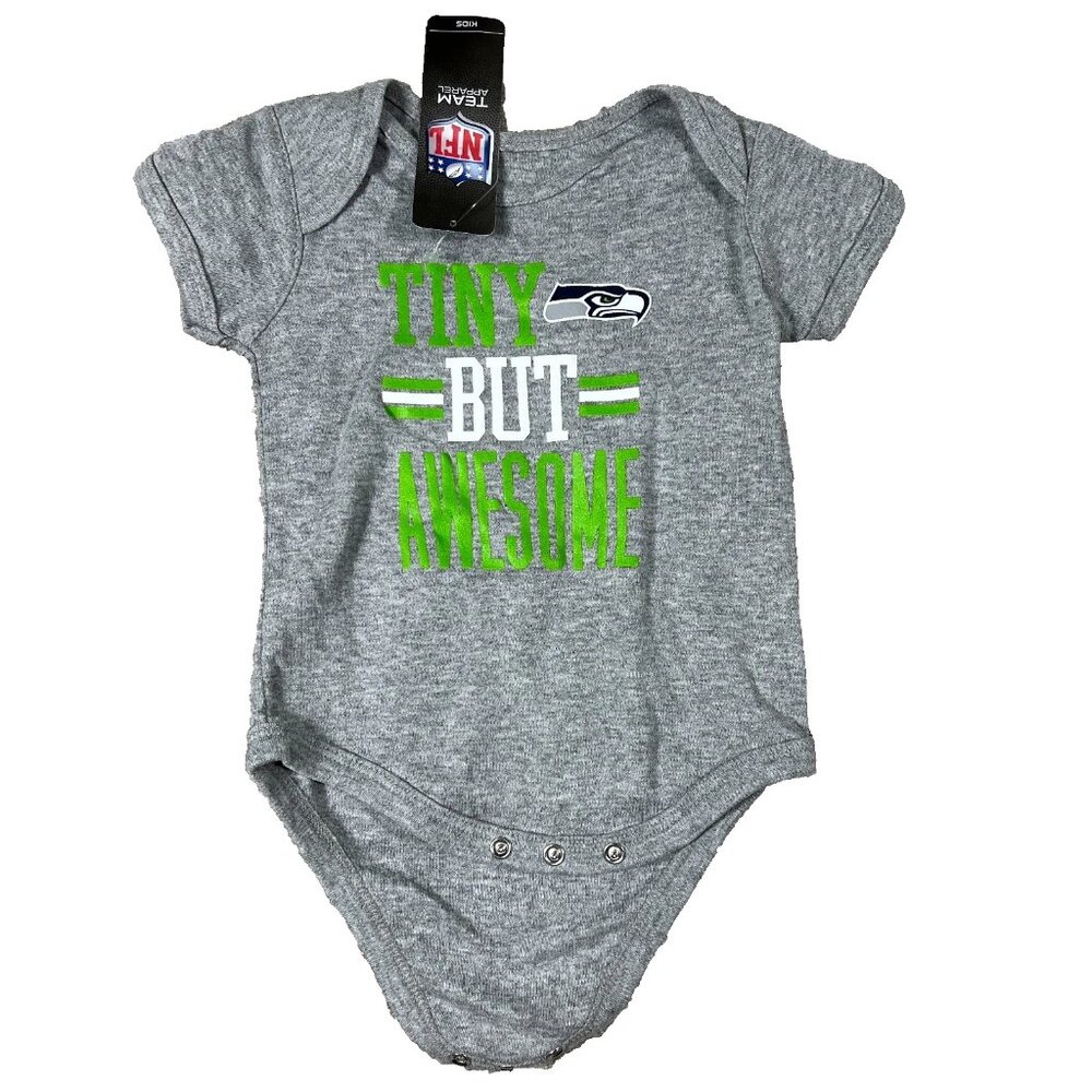 Outer Stuff Kids 6/9M Gray Seattle Seahawks Tiny But Awesome Bodysuit‎ NWT